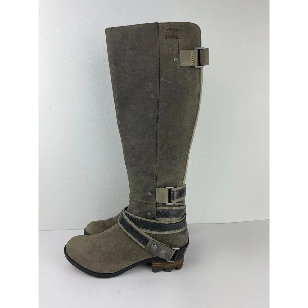 Sorel Lolla Women's Size US 6.5 Green Waterproof Tall Leather Boots NWOB